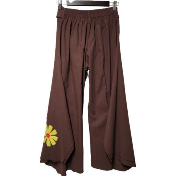 Capris Cotton Culottes, Wide Leg Capri Pants with colorful Floral Applique-NEW - Picture 2 of 12